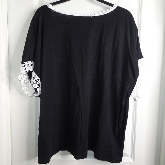 Shein Curve Batwing Contrast Lace Blouse - Picture 3 of 8